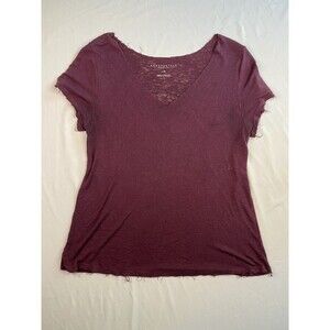 Aeropostale V Neck Frayed Cover Up Short Sleeved Distressed Maroon Beach Women L